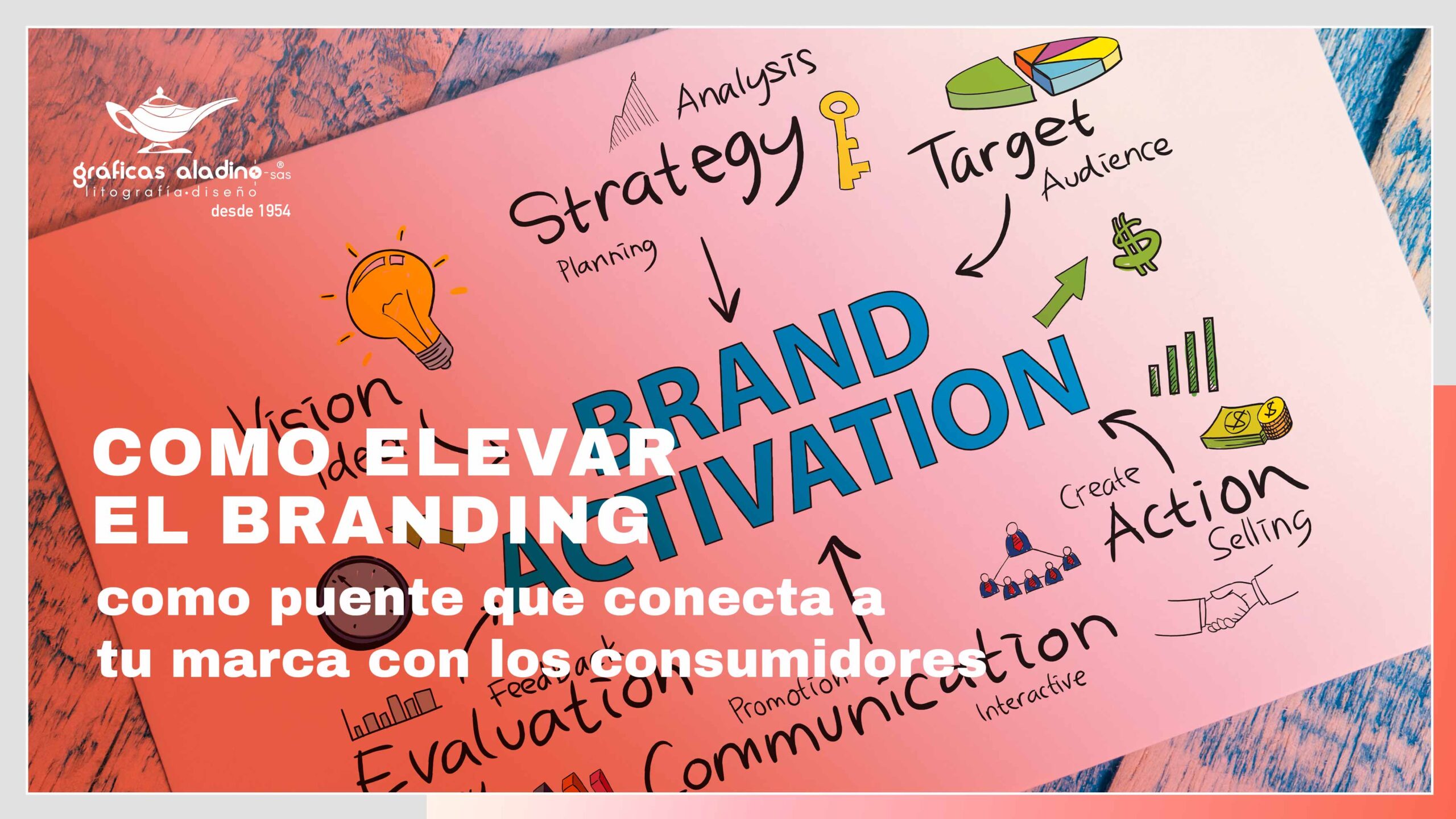 Diseñador gráfico trabajando en la identidad visual de una marca con colores, logotipo y elementos visuales en pantalla