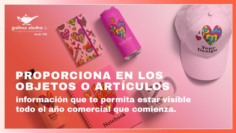 Banner de regalos corporativos personalizados con cuadernos impresos por imprenta profesional