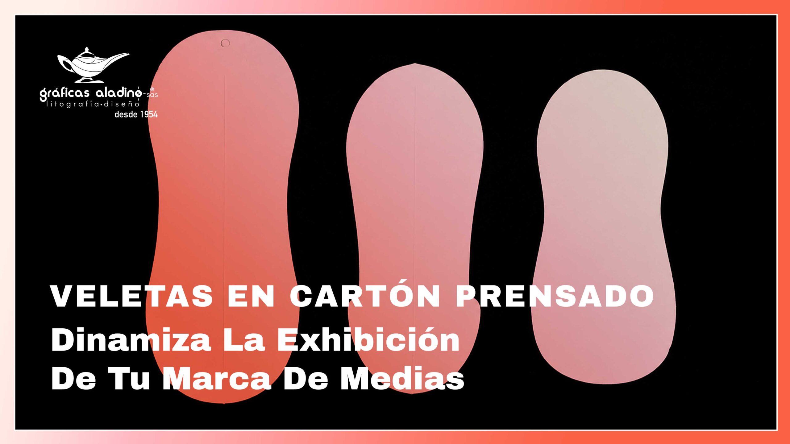Imprenta de veletas para medias personalizadas en cartón prensado para exhibición profesional y fortalecimiento de marca en puntos de venta.